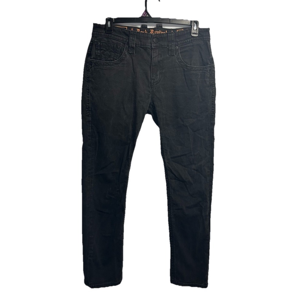 Rock Revival Jeans Men's 36x31 Black Denim Lowry Straight Cotton Stretch